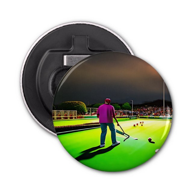 Playing Twilight Lawn Bowls, Bottle Opener (Front)