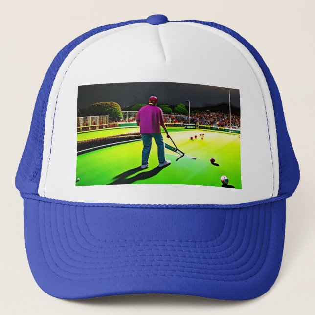 Playing Twilight Lawn Bowls, Truckers Hat (Front)