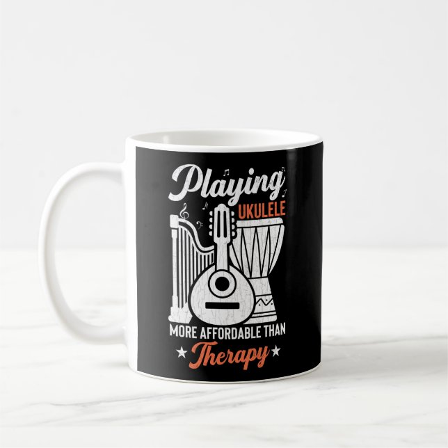 Playing Ukulele Is Therapy Player Music Coffee Mug (Left)