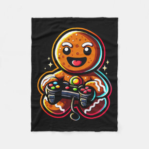 Playing Video Game Controller Gamer Christmas Fleece Blanket