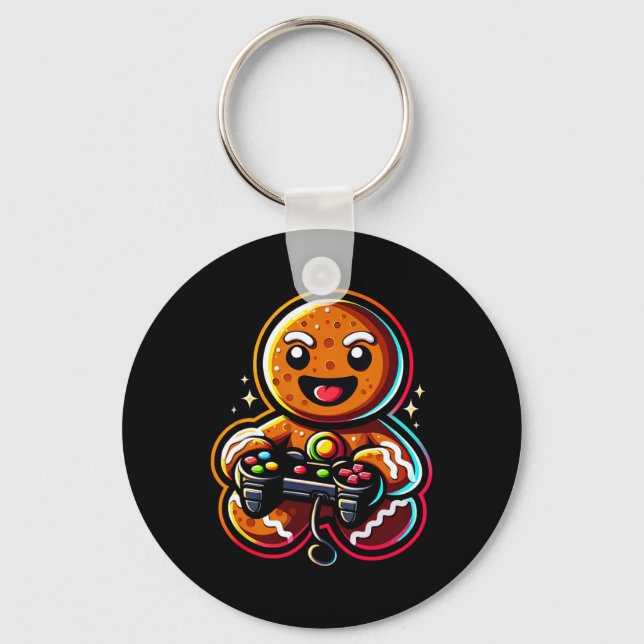 Playing Video Game Controller Gamer Christmas  Key Ring (Front)