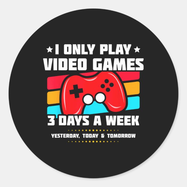 Playing Video Games - Pc Console Gaming - Funny Vi Classic Round Sticker (Front)