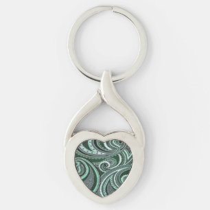 Playing With Paisley Patterns Aquamarine Tones Key Ring