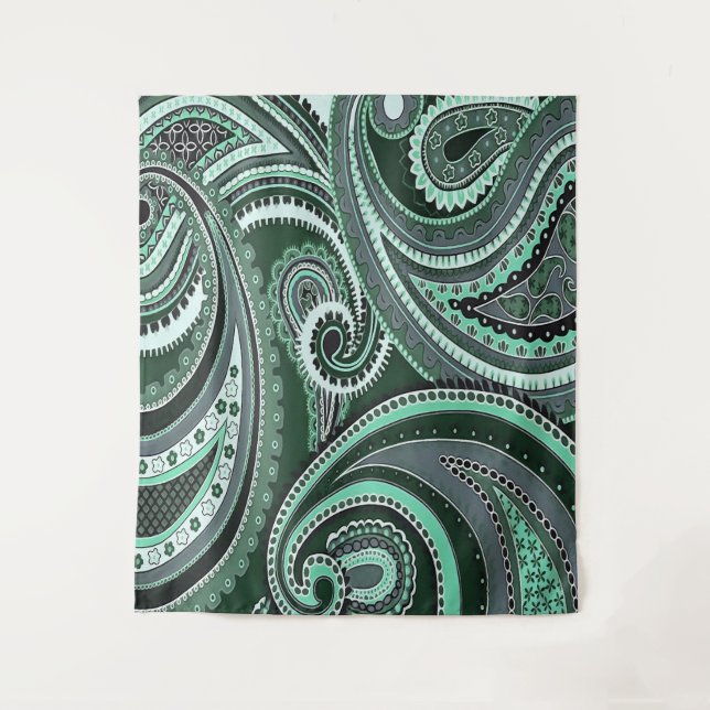 Playing With Paisley Patterns Aquamarine Tones Tapestry (Front)