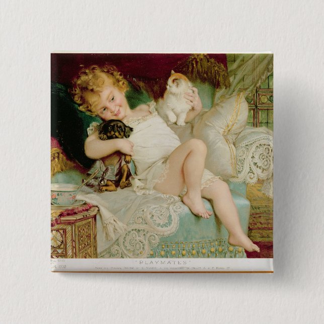 Playmates, from the Pears Annual, 1903 15 Cm Square Badge (Front)