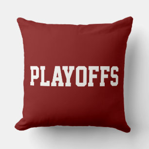 PLAYOFFS 70s White Athletic Text On Bold Red Cushion