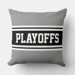 PLAYOFFS Athletic Gray Black White Racing Stripes Cushion