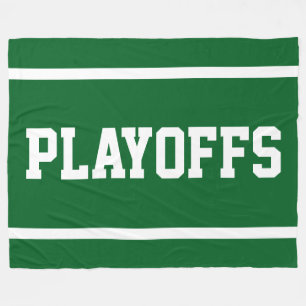 PLAYOFFS Athletic White Text Stripes On Bold Green Fleece Blanket