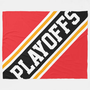 PLAYOFFS Fun Cool Bright Red Black Racing Stripes Fleece Blanket
