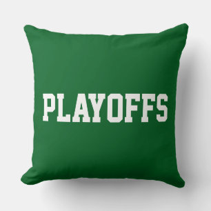 PLAYOFFS Sporty Athletic Text On Deep Forest Green Cushion