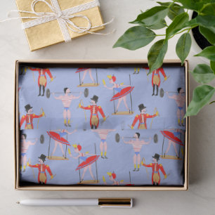 Playroom Circus Performer Pattern on Soft Blue Tissue Paper