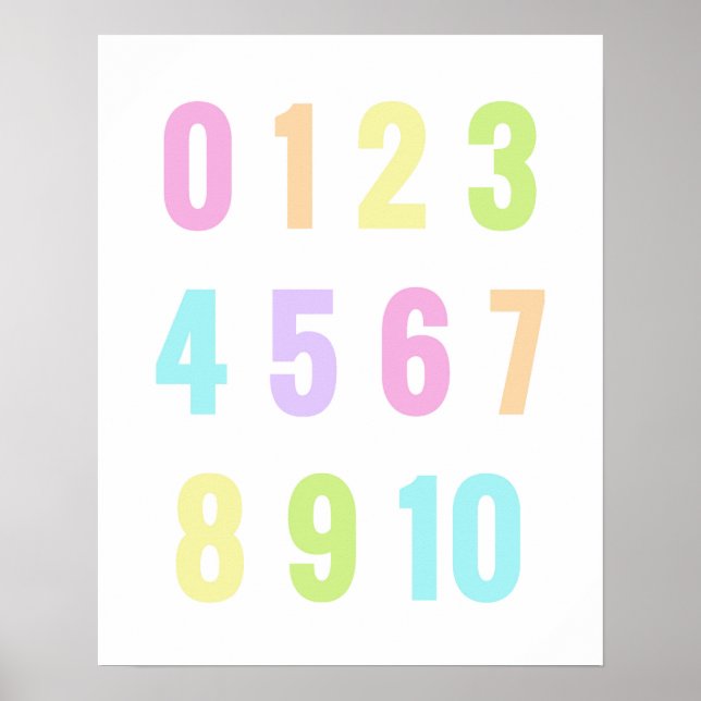 Playroom Numbers Pastel Rainbow Poster (Front)