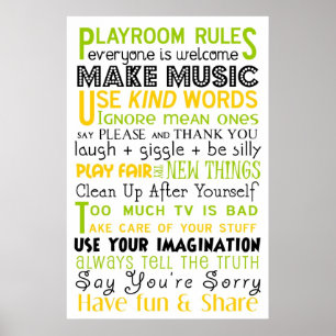 Playroom Rules Subway Art Poster