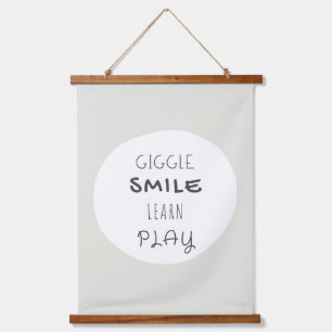 playroom Wood Topped Tapestry. giggle.smile.learn. Hanging Tapestry