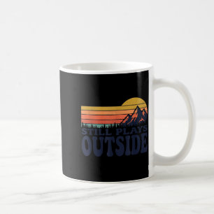Plays Outside Funny Vintage Camping and Hiking Coffee Mug