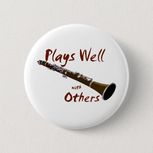 Plays Well with Others Clarinet 6 Cm Round Badge