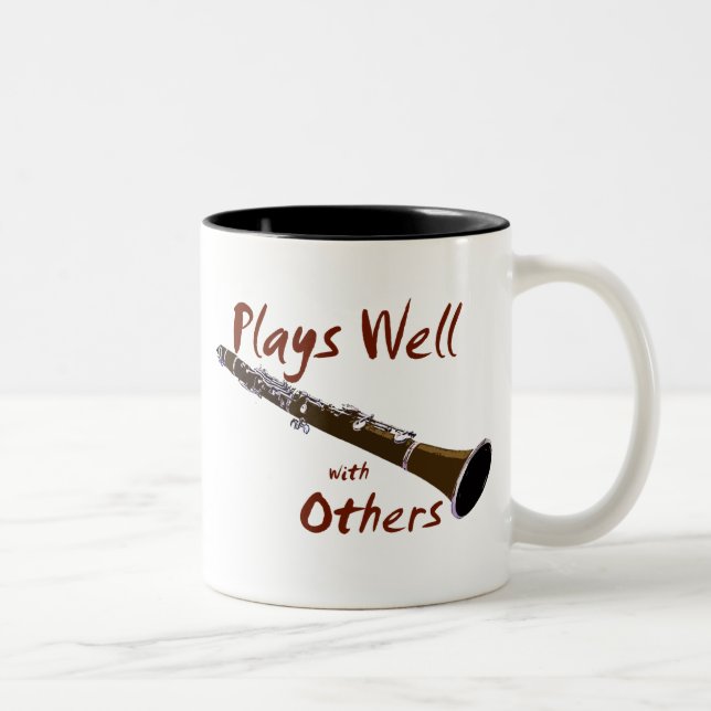 Plays Well with Others Clarinet Two-Tone Coffee Mug (Right)
