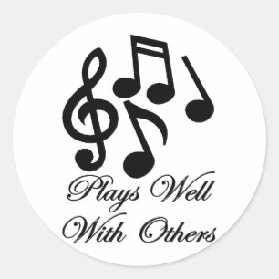 plays well with others classic round sticker