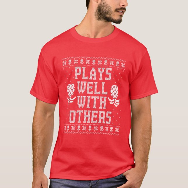 Plays Well With Others Pineapple Swinger Christmas T-Shirt (Front)