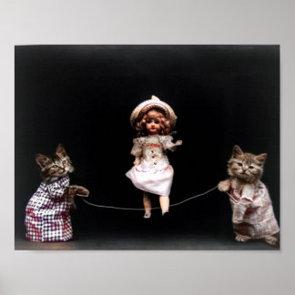 Playtime Cats With Skipping Doll Colourized Poster
