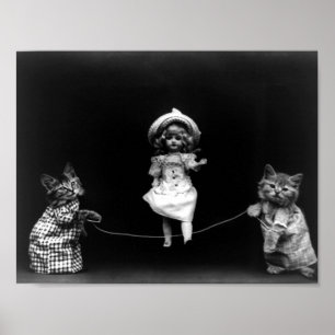Playtime Cats With Skipping Doll  Harry Frees Poster