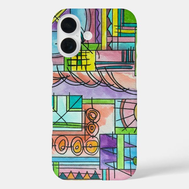 Playtime-Hand Painted Modern Geometric Art Case-Mate iPhone Case (Back)