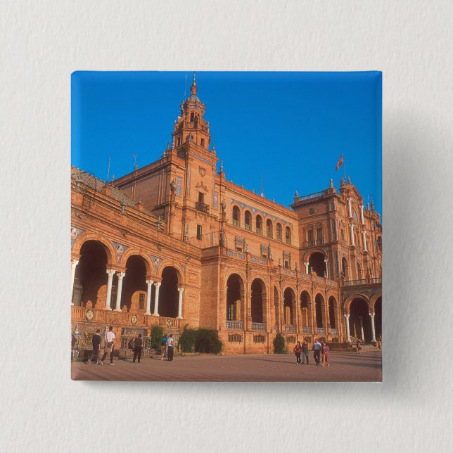 Plaza de Espana in Seville, Spain. 15 Cm Square Badge (Front)