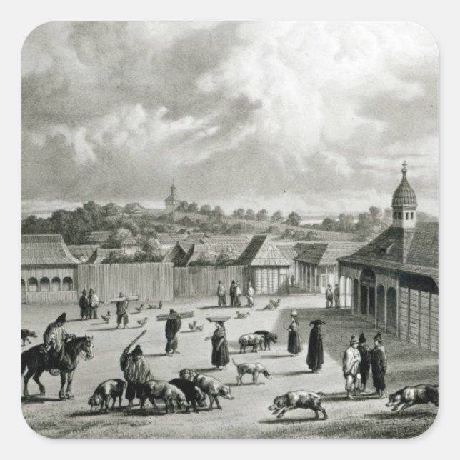Plaza de San-Carlos de Chiloe, 1835  ] Square Sticker (Front)