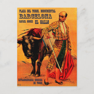 Plaza del toros, bullfighter, Barcelona, vintage Postcard