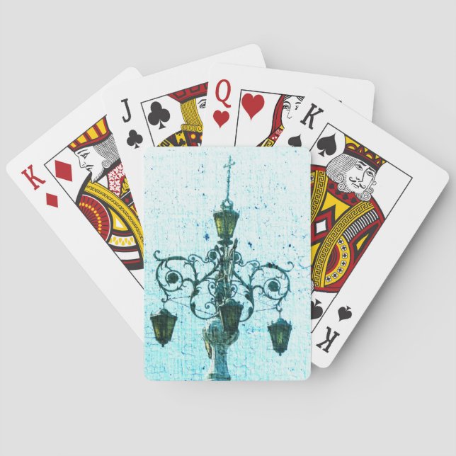 Plaza Light Blue Crackle Playing Cards (Back)