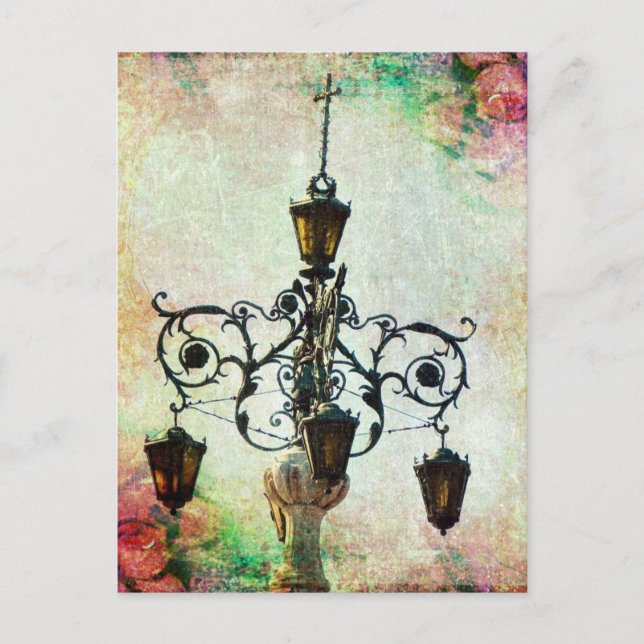 Plaza Light Floral Grunge Postcard (Front)