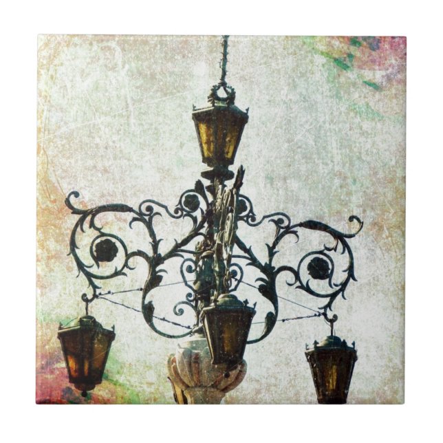 Plaza Light Floral Grunge Tile (Front)