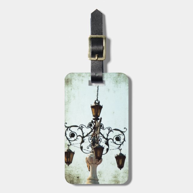 Plaza Light Music Notes Grunge Luggage Tag (Front Vertical)