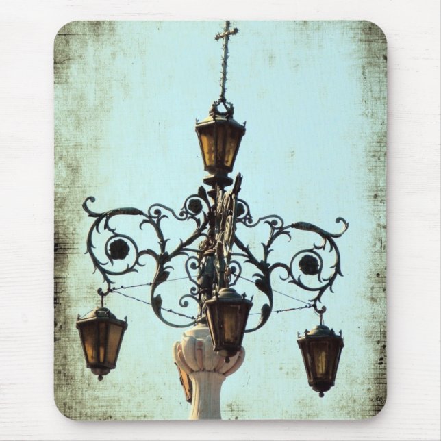 Plaza Light Music Notes Grunge Mouse Pad (Front)