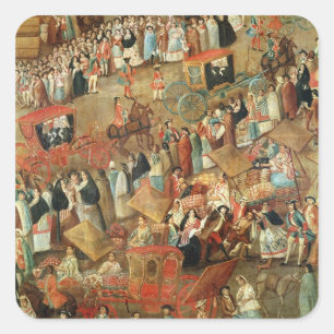 Plaza Mayor in Mexico, detail of carriages Square Sticker