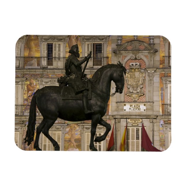 Plaza Mayor with statue of Filipe III, Madrid, Magnet (Horizontal)
