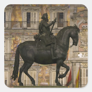 Plaza Mayor with statue of Filipe III, Madrid, Square Sticker