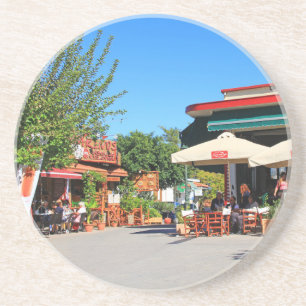 Plaza with Cafes in Greece, Coaster