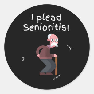 Plead Senioristis. Old Senior Man Woman Aging Alzh Classic Round Sticker