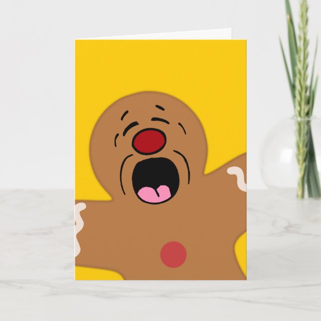 Pleading Gingerbread Man Cookie Holiday Card (Front)