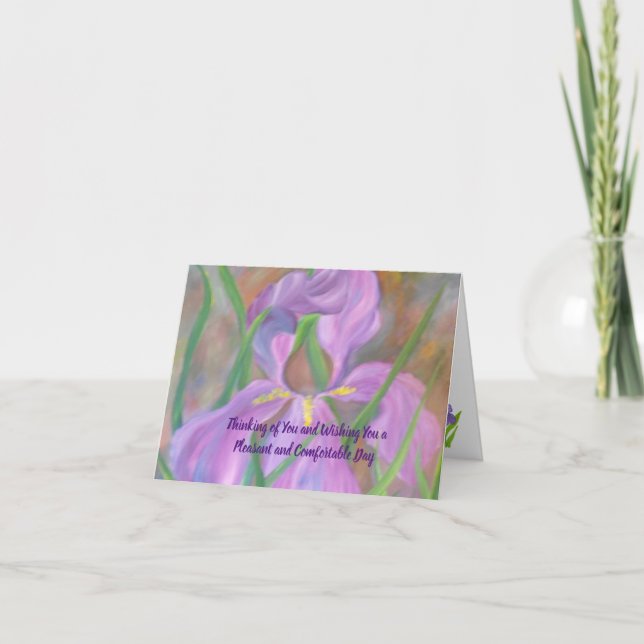 Pleasant and Comfortable Day Iris, blank inside Thank You Card (Front)