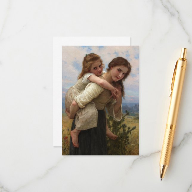 Pleasant Burden by William Adolphe Bouguereau Enclosure Card (Front/Back In Situ)