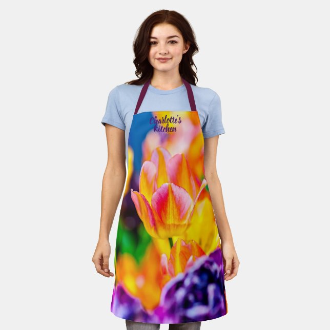 Pleasant Colourful Tulip Flowers Apron (Worn)