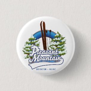 Pleasant Mountain Ski Bridgton logo. 3 Cm Round Badge