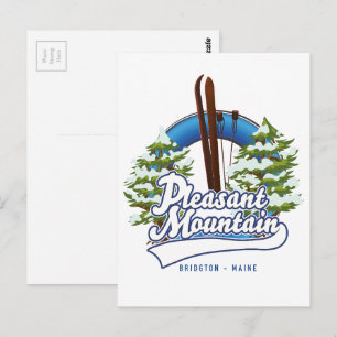 Pleasant Mountain Ski Bridgton logo. Postcard