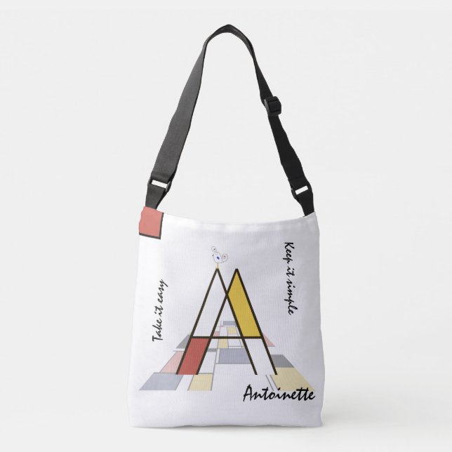 Pleasant Neoplasticism Art Monogram. Letter A Crossbody Bag (Front)