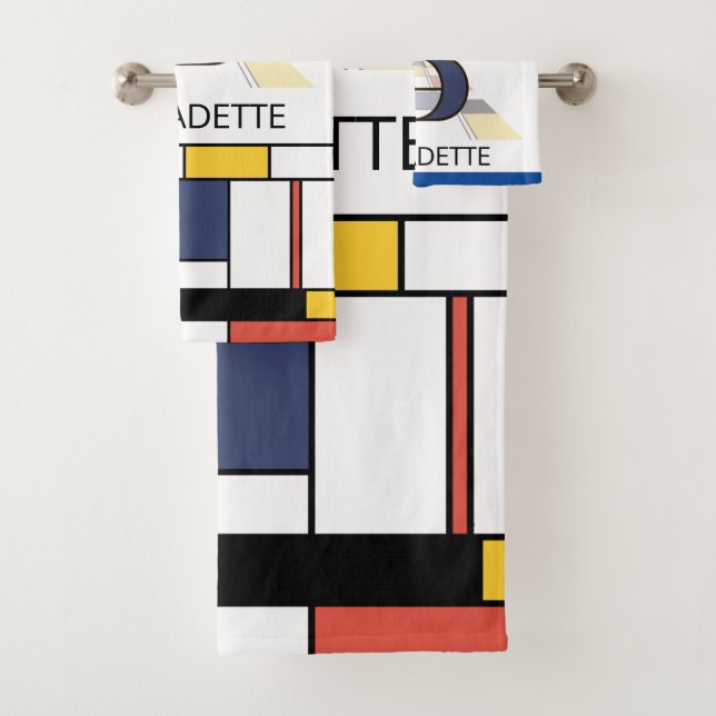 Pleasant Neoplasticism Art Monogram. Letter B Bath Towel Set (Insitu)