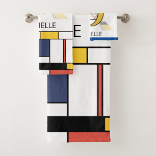 Pleasant Neoplasticism Art Monogram. Letter D Bath Towel Set