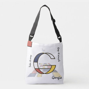 Pleasant Neoplasticism Art Monogram. Letter G Crossbody Bag