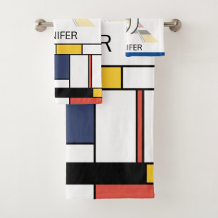 Pleasant Neoplasticism Art Monogram. Letter J Bath Towel Set